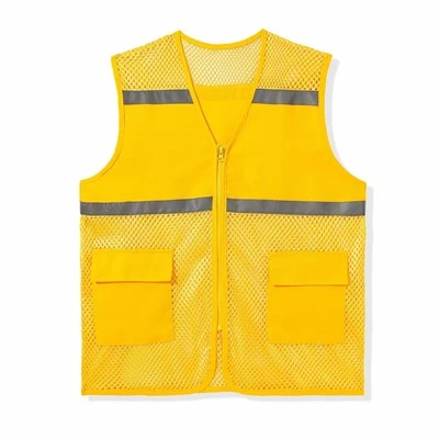 Pustende Mesh Neon-refleksvest med flere lommer