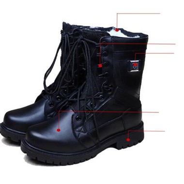 Høytopp elektrisk oppvarming av lær og varme kampstøvler for militærtrening