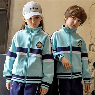 Lyseblå barneskoleuniform: holdbar sporjakke og bukser